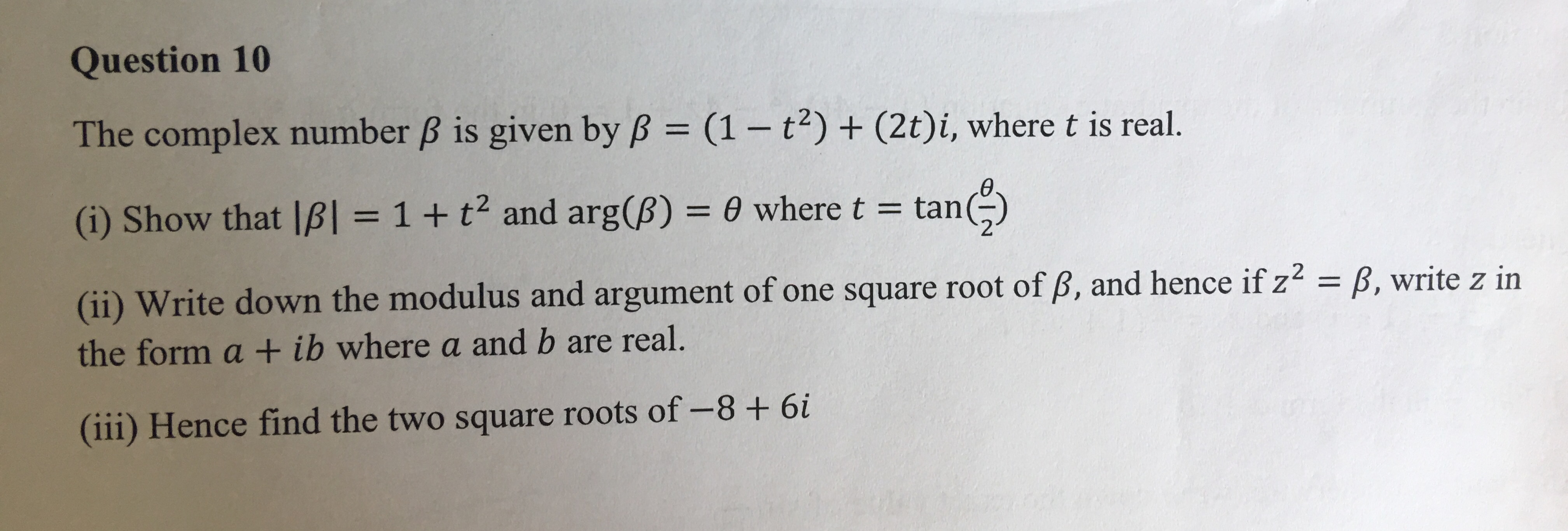 Answered: Question 10 The Complex Number B Is… | Bartleby