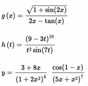 Answered: _g(x) = = /1 + sin(2x) 2x – tan(x) | bartleby