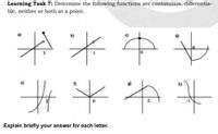 Learning Task 7: Determine the following functions are continuous, differentia-
ble, neither or both at a point.
卡光牛七
Explain briefly your answer for each letter.
