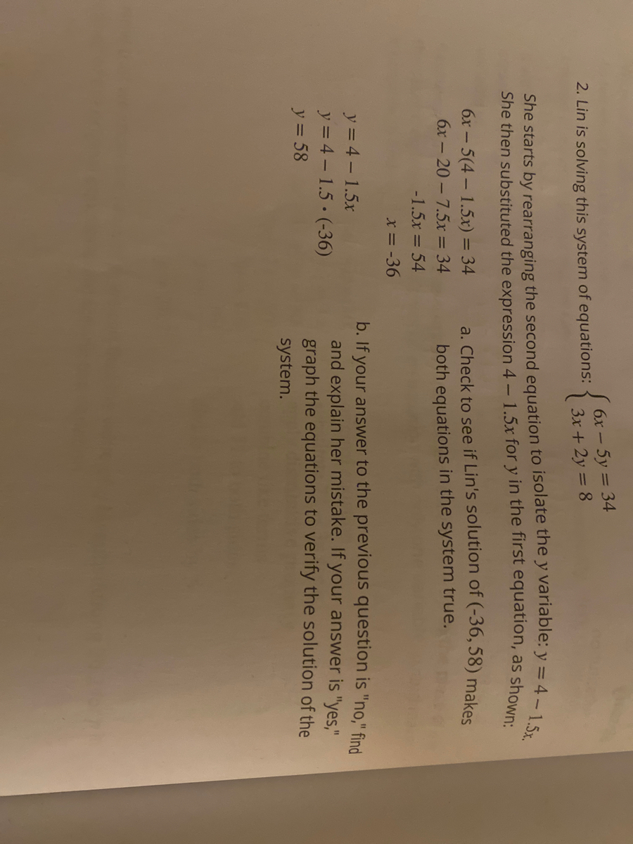 Answered 6x 5y 34 2 Lin Is Solving This Bartleby