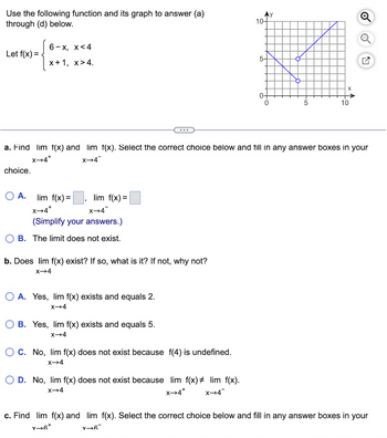 Solved x→6+limf(x)=x→6+lim(x3−cx)= Step 2 We have determined