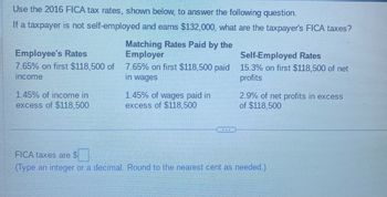 Answered: Use The 2016 FICA Tax Rates, Shown… | Bartleby