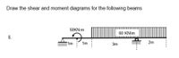 Draw the shear and moment diagrams for the following beams
50KN-m
60 KN/m
8.
1m
1m
3m
2m
----
