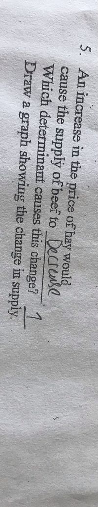 Answered: 5. An increase in the price of hay… | bartleby