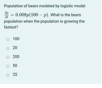 Answered: Population Of Bears Modeled By Logistic… | Bartleby