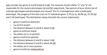 Answered: Lets Consider Two Genes A And B Linked… | Bartleby