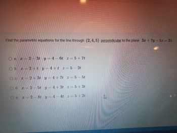 Answered: Find The Parametric Equations For The… | Bartleby