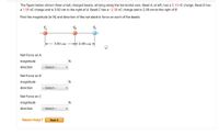 The figure below shows three small, charged beads, all lying along the horizontal axis. Bead A, at left, has a 5.10 nC charge. Bead B has
a 1.55 nC charge and is 3.00 cm to the right of A. Bead C has a -2.30 nC charge and is 2.00 cm to the right of B.
Find the magnitude (in N) and direction of the net electric force on each of the beads.
3.00 cm
2.00 cm -
Net Force on A
magnitude
N
direction
---Select---
Net Force on B
magnitude
N
direction
---Select-
Net Force on C
magnitude
N
direction
---Select-
Need Help?
Read It
