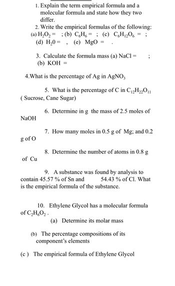 Answered 1. Explain the term empirical formula bartleby