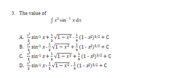 Answered: 3. The value of A. B. C. D. [xsản xdx… | bartleby