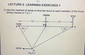 Answered: 1) Use The Method Of Joints To Find The… | Bartleby