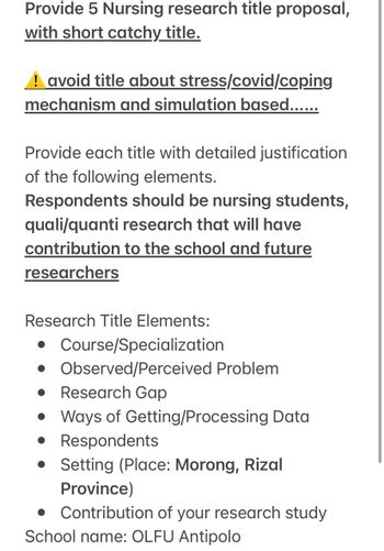 sample nursing research title