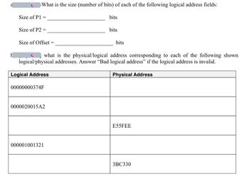 Answered: A T What Is The Size (number Of Bits)… | Bartleby