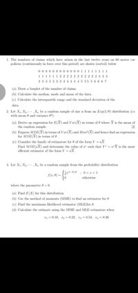 Answered: 2. Let X, X2,X, Be A Random Sample Of… | Bartleby