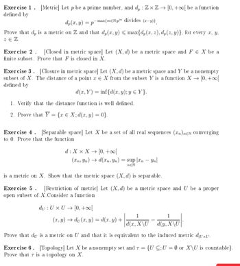 Answered Exercise 3. Closure in metric space bartleby