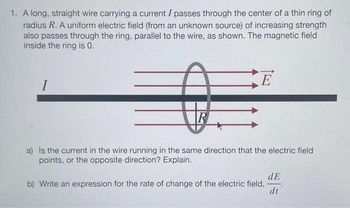 Answered: Consider a thin, straight wire carrying…