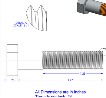 Answered: Solidworks. Units are IPS. 24 threads… | bartleby