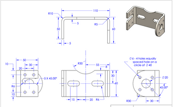 10
R6
1
10
20
50
+
H
30
R10
50
-5 X 45.00°
4
5
15
LO
5
R30
110
R5
55
20 R6
8
60
30
-60
06-4 holes equally
spaced hole on a
circle of 40
R30
H
+
30
Ø20
45.00⁰