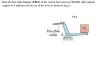 Draw the free body diagram (F.B.D) of the system that consists of flexible cable and pin
support at A and mass on the end of the lever as shown in fig.(2)
Fig.2
Flexible
cable A
