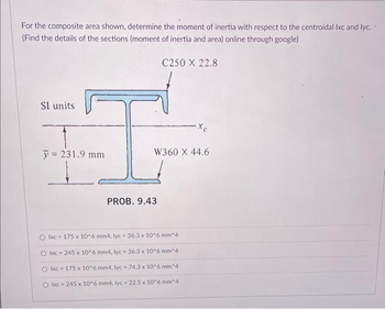 Answered: For The Composite Area Shown, Determine… | Bartleby