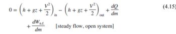 + 28 + 4) =0
h +82 + 1/² ) ₁₂ - ( h +8²-
gz
2
+
dW₁ n.f.
dm
dQ
+ 7) + 2
2
dm
out
S
[steady flow, open system]
(4.15)