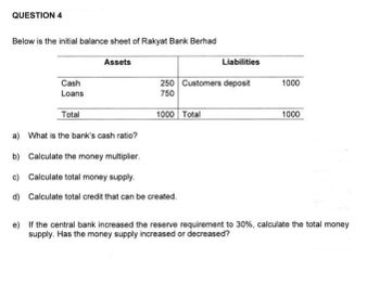 Answered: QUESTION 4 Below Is The Initial Balance… | Bartleby