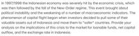 In 1997/1998 the Indonesian economy was severely hit by the economic crisis, which
was then followed by the fall of the New-Order regime. This event brought about
political instability and the weakening of a number of macroeconomic indicators. The
phenomenon of capital flight began when investors decided to pull some of their
valuable assets out of Indonesia and move them to "safer" countries. Provide your
analysis on the implications of this crisis to the market for loanable funds, net capital
outflow, and the exchange rate in Indonesia.
