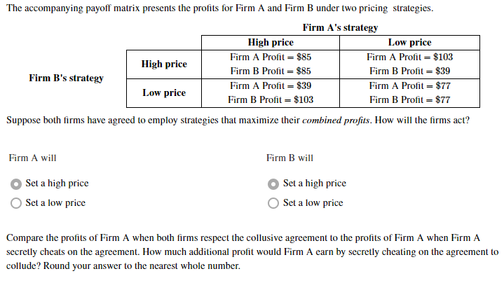 Answered: Firm A's additional profit when… | bartleby