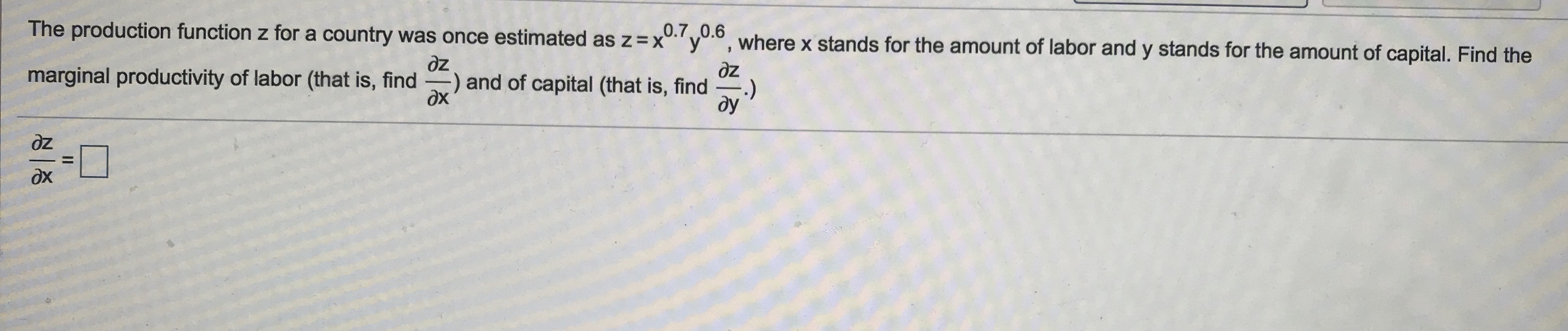 Answered: The Production Function Z For A Country… 