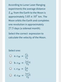 Answered: According to Lunar Laser Ranging… | bartleby