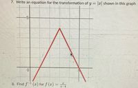 7. Write an equation for the transformation of y = shown in this graph
-5-
8. Find f(a) for f (a) =
-1
7-4
