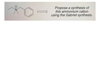 Propose a synthesis of
this ammonium cation
using the Gabriel synthesis.