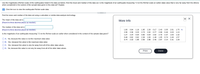 **Educational Website Text: Earthquake Data Analysis**

**Using the Richter Scale for Earthquake Magnitude Analysis**

The image provides a dataset representing the magnitudes (Richter scale) of various earthquakes. The task is to calculate the mean and median of this dataset and determine whether an earthquake with a magnitude of 7.0 is considered an outlier.

**Dataset for Analysis:**

The magnitude values are presented in a table format:

```
1.93, 0.94, 1.19, 1.95, 2.26, 0.17
2.43, 2.05, 2.61, 1.75
2.36, 2.36, 0.23, 2.73, 2.02, 0.77
2.68, 0.46, 2.63, 1.13
1.27, 2.24, 0.54, 0.85, 0.54, 2.62
2.76, 2.37, 1.83, 1.32
0.49, 0.92, 0.62, 2.39, 1.33, 1.49
1.95, 0.74, 2.46, 1.57
0.74, 2.33, 1.89, 2.06, 2.88, 2.45
2.87, 2.14, 2.31, 1.28
```

**Instructions for Analysis:**

1. **Calculate the Mean**: Use a calculator or data analysis technology to find the mean of the data set. 
   - Round the result to three decimal places.

2. **Calculate the Median**: Determine the median of the data set.
   - Round the result to three decimal places.

3. **Outlier Analysis**: Assess if a 7.0 magnitude earthquake is an outlier by comparing it to the provided dataset.

**Question:**

Is the magnitude of an earthquake measuring 7.0 on the Richter scale an outlier in the context of the given data?

- **Option A**: No, because this value is not the maximum data value.
- **Option B**: Yes, because this value is the maximum data value.
- **Option C**: Yes,