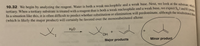 10.32 We begin by analyzing the reagent. Water is both a weak nucleophile and a weak base. Next, we look at the substrate uk
tertiary. When a tertiary substrate is treated with a reagent that is both a weak nucleophile and a weak base, we expect Sl and El pro
In a situation like this, it is often difficult to predict whether substitution or elimination will predominate, although the trisubstituted at
(which is likely the major product) will certainly be favored over the monosubstituted alkene.
H20
HO.
Major products
Minor product
