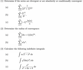 Answered: (1) Determine If The Series Are… | Bartleby