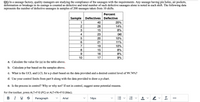 Q1) In a sausage factory, quality managers are studying the compliance of the sausages with the requirements. Any sausage having pin holes, air pockets,
deformation or breakage in its casings is counted as defective and total number of such defective sausages alone is noted in each shift. The following data
represents the number of defective sausages in samples of 200 sausages taken from 10 shifts.
Percent
Sample Defectives Defective
1
40
20%
2
28
14%
3
15
8%
4
23
(a)
20
10%
21
11%
7
19
10%
8
15
8%
9
16
8%
10
17
9%
a. Calculate the value for (a) in the table above.
b. Calculate p-bar based on the samples above.
c. What is the UCL and LCL for a p chart based on the data provided and a desired control level of 99.74%?
d. Use your control limits from part b along with the data provided to draw a p-chart.
e. Is the process in control? Why or why not? If not in control, suggest some potential reasons.
For the toolbar, press ALT+F10 (PC) or ALT+FN+F10 (Mac).
BI U S
Paragraph
Arial
14рх
三
A v
In
•..
>
>
II
