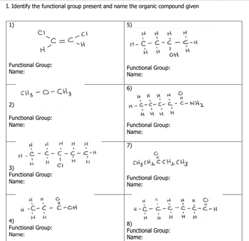 Answered: I. Identify the functional group… | bartleby