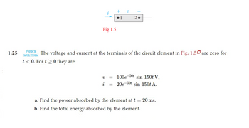 Answered: 1.25 Fig 1.5 + v PSPICE The voltage and… | bartleby