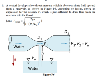 Answered: . A venturi develops a low throat… | bartleby