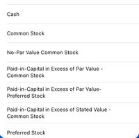 Cash
Common Stock
No-Par Value Common Stock
Paid-in-Capital in Excess of Par Value -
Common Stock
Paid-in-Capital in Excess of Par Value-
Preferred Stock
Paid-in-Capital in Excess of Stated Value -
Common Stock
Preferred Stock
