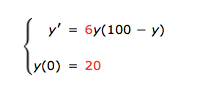 y' = 6y(100 – y)
= 20
