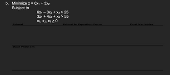 Answered: B. Minimize Z = 6x₁ + 3x2 Subject To… | Bartleby