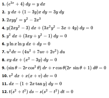 Answered: 1. (e²x + 4) Dy = Y Dx 