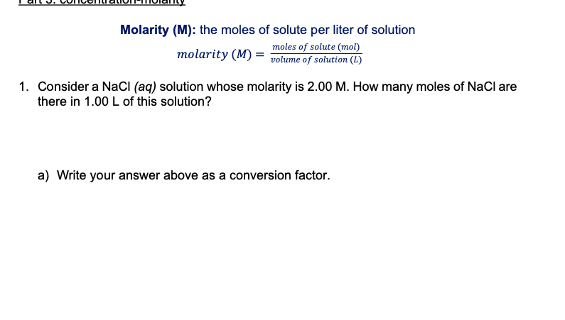 Solved M = molarity = moles of solute/liters of solvent 1)