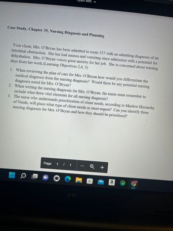 Answered: Case Study, Chapter 35, Nursing… | Bartleby