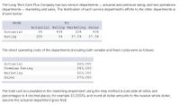 The Long Term Care Plus Company has two service departments – actuarial and premium rating, and two operations
departments – marketing and sales. The distribution of each service department's efforts to the other departments is
shown below:
FROM
то
Actuarial Rating Marketing Sales
0$
Actuarial
40%
20%
40%
Rating
25%
0융
37.5%
37.5%
The direct operating costs of the departments (including both variable and fixed costs) were as follows:
Actuarial
$60,000
Premium Rating
$40,000
Marketing
$60,000
Sales
$70,000
The total cost accumulated in the marketing department using the step method is (calculate all ratios and
percentages to 4 decimal places, for example 33.3333%, and round all dollar amounts to the nearest whole dollar;
assume the actuarial department goes first):
