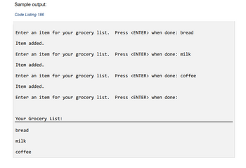 grocery list python assignment