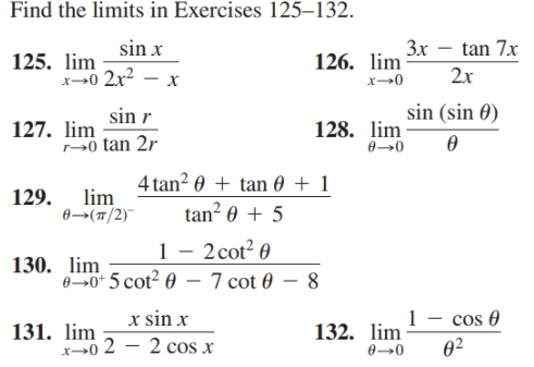 Answered Find The Limits In Exercises 125 132 Bartleby