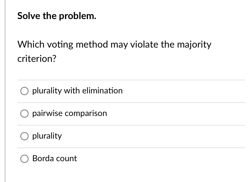 Voting Tie Breakers. With each method described – plurality method, Borda  count method, plurality with elimination method, and pairwise comparison  method. - ppt download