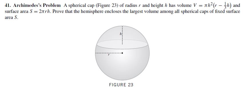 A cap of a sphere with deals radius r and height h